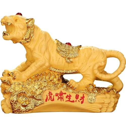 Resin Tiger Decoration Zodiac Office Year Mascot Feng Shui Crafts Home Decorations Opening Gift Figurines Miniatures Ornaments