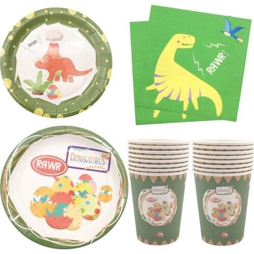 Dinosaur Party Disposable Tableware Paper Plates Cups Napkins Boy Kids Happy Birthday Decor Dinosaur Theme Baby Shower Supplies