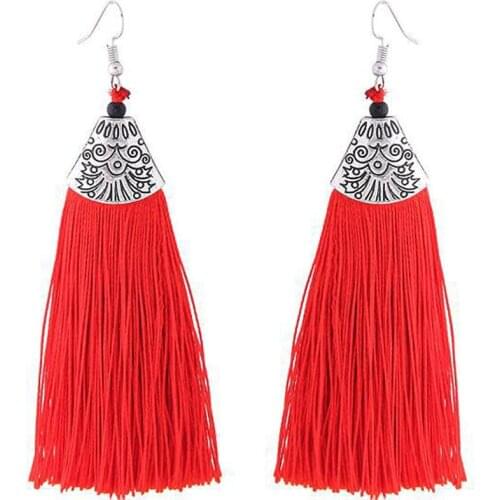 Exknl Bohemia Long Tassel Earrings For Women Boho Vintage Drop Earrings 9 Colors Hanging Dangle Earrings Cute Fashion Jewelry