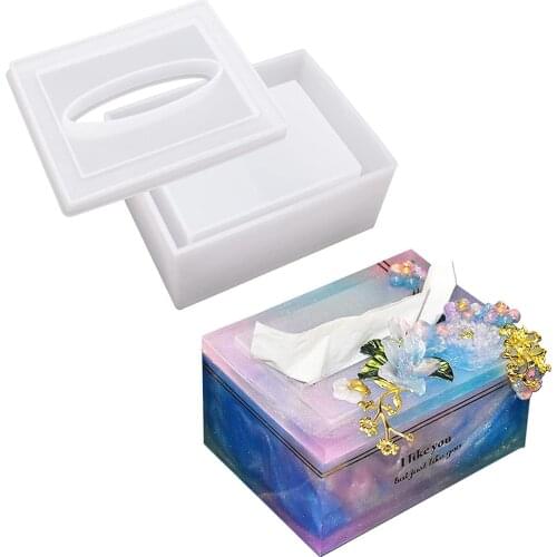 Tissue Box Resin Mold with Open Lid, Napkin Holder Molds for Epoxy Resin, Silicone Resin Craft Mold Home Decor