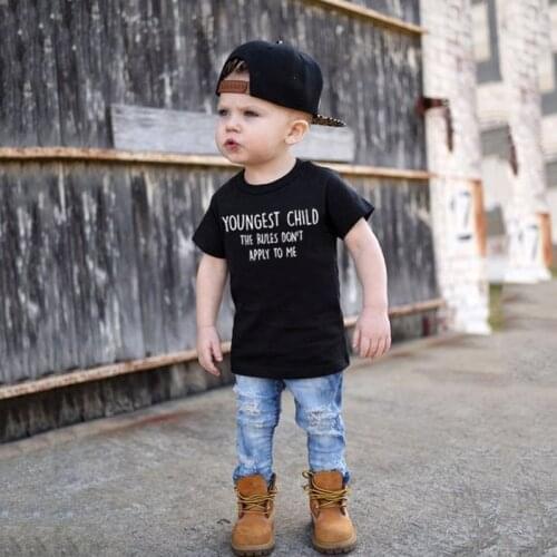 Youngest Child The Rules Don't Apply To Me Funny Kids Tshirt Toddler Boys Girls Short Sleeve T-shirt Casual Children T-shirts