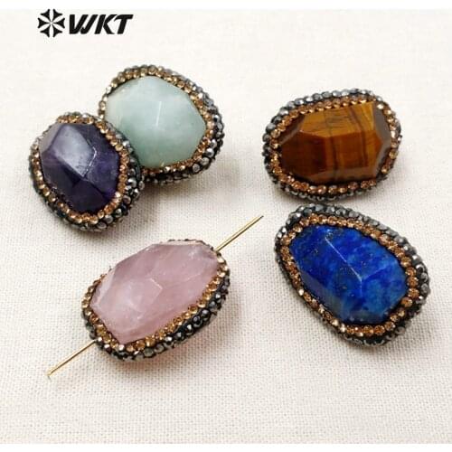 JF267 WKT Amazing Tigers Eye Special Faced Shape Pave Beads Irregular Natural Stone For Women Jewelry Making Findings