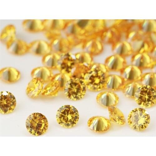 China selling 1.4mm-1.8mm 500 pcs/lot golden yellow color round shape cz gemstone low prices cubic zirconia in 2020
