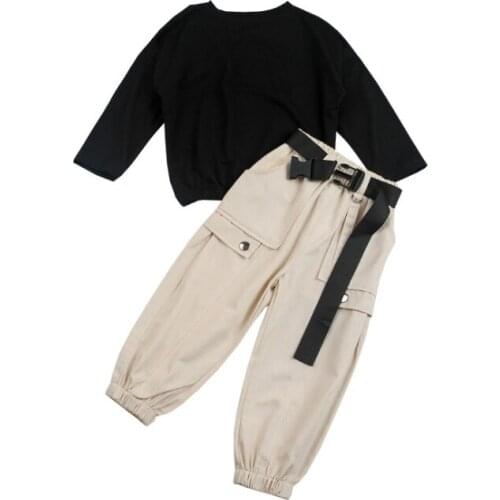 2PCS Kids Baby Girls Autumn Hip Pop Clothes Long Sleeve Tops+Harem Pants Outfit Sets Tracksuit Outfit Set Casual Clothing