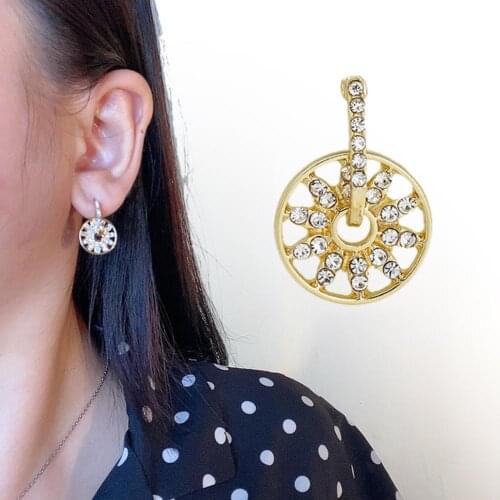 Fashion Women All-match Elegant Rhinestone Round Ear Stud Earrings Jewelry Gift Fashion Jewelry Earrings Decor Ear Girls Earring