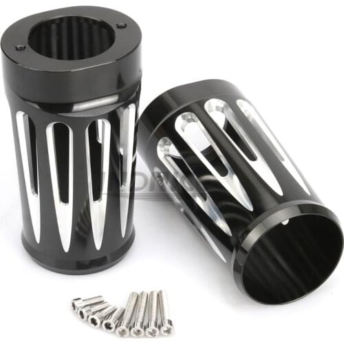 Motorcycle Aluminum Black CNC Cut Fork Boot Slider Cover Cow Bells for harley Touring FLHR FLT 1986-2013 motorbike parts