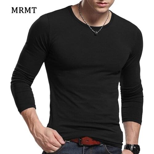2021 MRMT Mens autumn long sleeved T-shirt round collar slim cotton shirt solid color T-shirt Free shipping