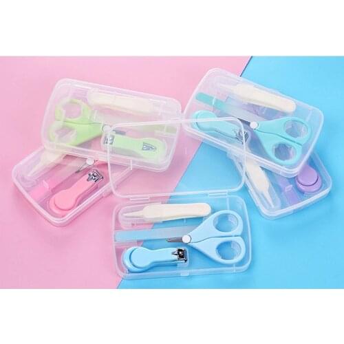 50set Newborn Kids Nail Scissors 4pcs/Set Baby Safe Health Care Kit Hardware Manicure Hair Nail Clippers Care Tools