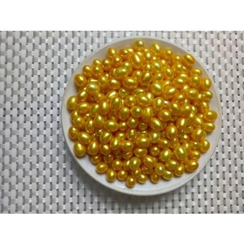 Natural Freshwater Loose Pearls 50pcs DIY Jewelry Making Fantastic Gold Rice Pearls 6-7MM Pearl Beads ABH626