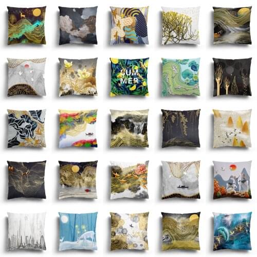 Japanese style Creative landscape series pillowcase car living room sofa home theme decoration pillowcase More size 45/50/60cm
