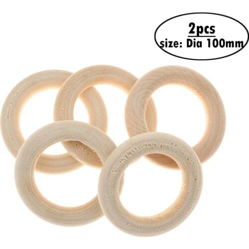 2pcs 100mm Unfinished Solid Wooden Rings Wood Rings Circle Cutouts Craft for Craft, Ring Pendant and Connectors Jewelry Making
