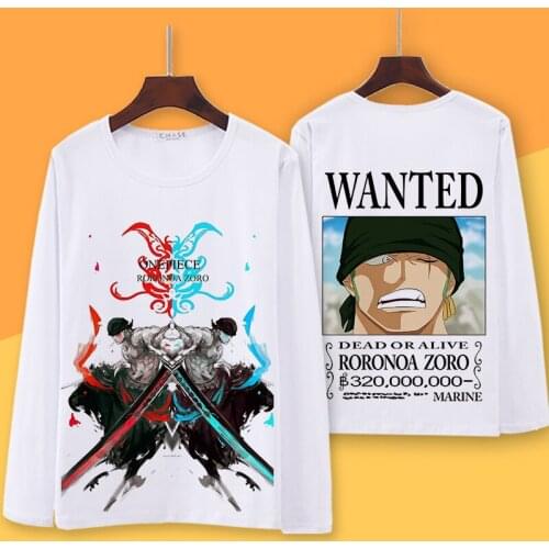 One Piece Cosplay T Shirt Monkey D. Luffy Spring Autumn Long Sleeve T-shirt Roronoa Zoro Cartoon Top Tee Cosplay Costume