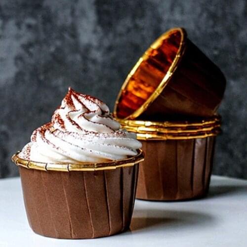 Single-sided Gold PE Coated Cake Paper Cup High Temperature Resistant DIY Baking Cake Paper Cup Cake Tools