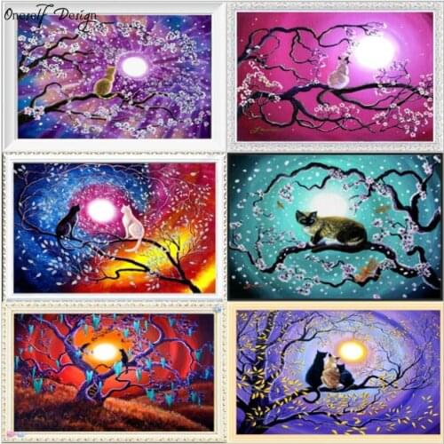 Popular 5D DIY Diamond Painting Cat Moonlight DIY 3D Diamond Embroidery Small Animals Cross Stitch Pokemon Kitten Picture Mosaic