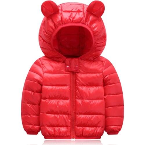 Autumn Winter Down Coats Unisex Baby Boys Girls Padded Puffer Jacket Bear Hoods Light Warm Windproof Toddler Zipper Outwear