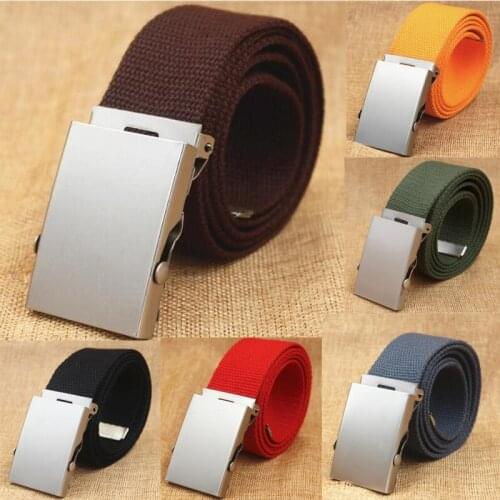 19 color High Quality Canvas Belt Men/Women Jeans Waistband Adjustable Belt Men Outdoor Travel Tactical Metal Buckle Waist Belt