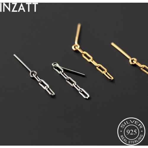INZATT Real 925 Sterling Silver Star Tassel Chain Drop Earrings For Fashion Women Asymmetry Fine Jewelry punk Accessories