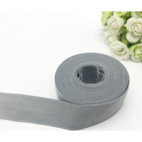 Gray (5yards/lot) 1"(25mm) Multirole Fold Over Elastics Spandex Satin Band DIY Lace Sewing Trim
