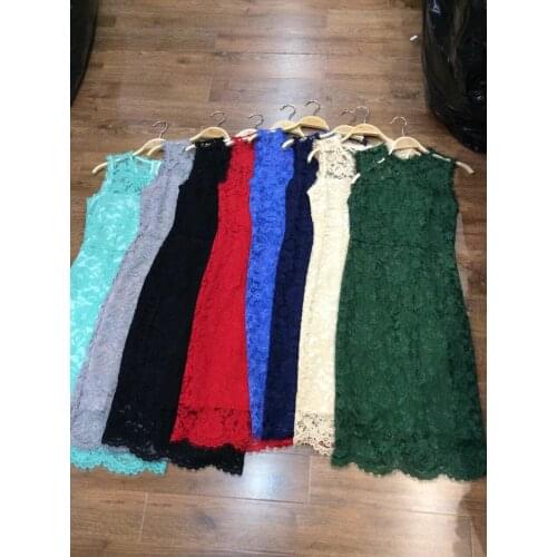 Special sale womens summer dress fashion lace hollow vest bow sleeveless slim lace dress women free shipping