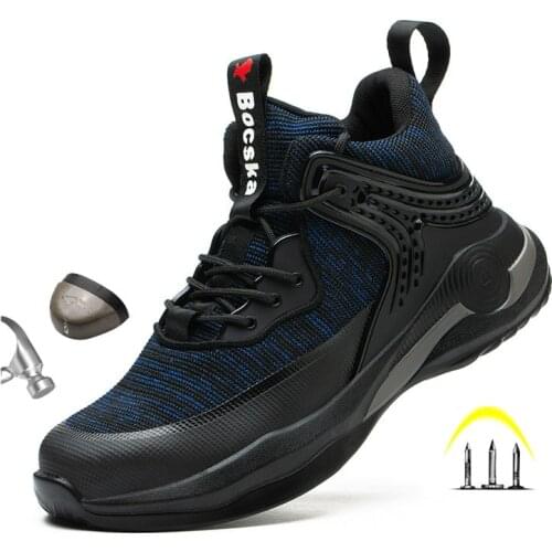 Luminous Indestructible Work Shoes Men And Women Steel Toe Air Safety Boots Puncture-Proof Work Sneakers Breathable Shoes