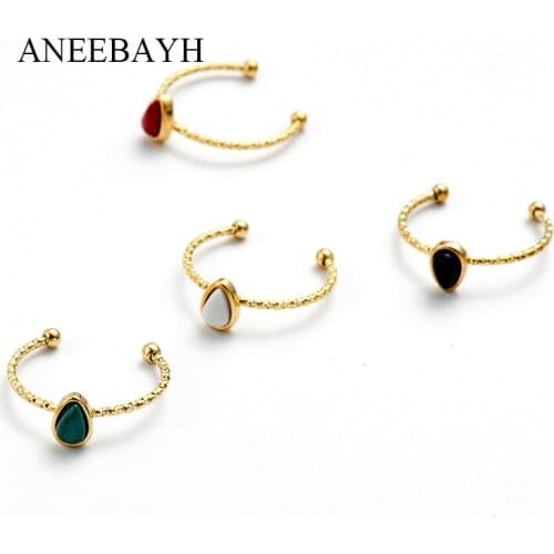 Vintage Stone Rings Acier Inoxydable Anillos Adjustable Stainless Steel Twist Thin Circle Open Gold Rings Boho Jewelry Wholesale