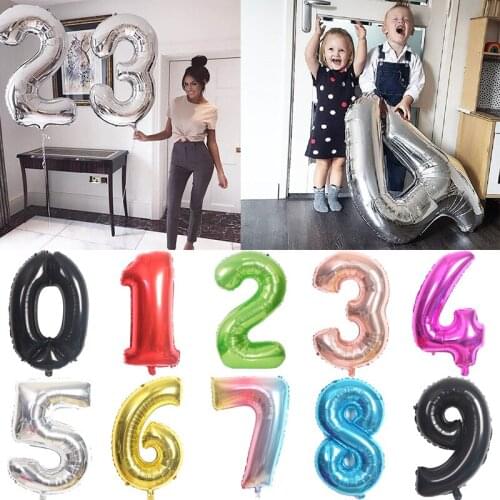 16/32/40 inch digital Foil Birthday Balloons Air Helium Number Balloon Figures Happy Birthday Party Decorations Kid hot Selling