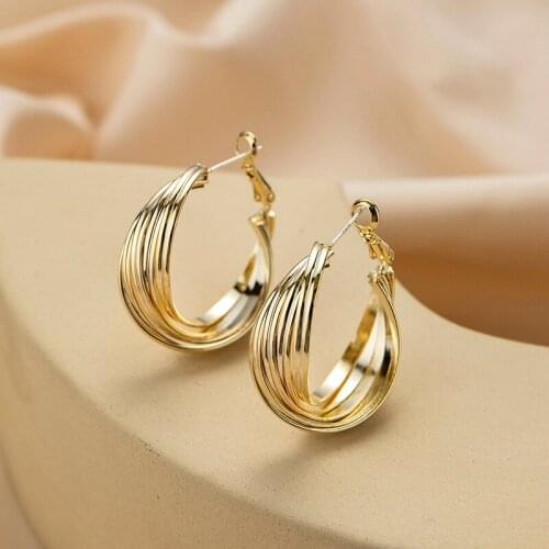 Trendy Fashion Metal Elegant Hoop Earring Woman 2020 New Gold Color korean Geometric Statement Earrings Accessories Brincos