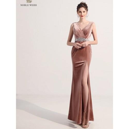 Evening Dresses V-Neck Pleat Beading Evening Dress Evening Gowns for Women Dresses Woman Party Night