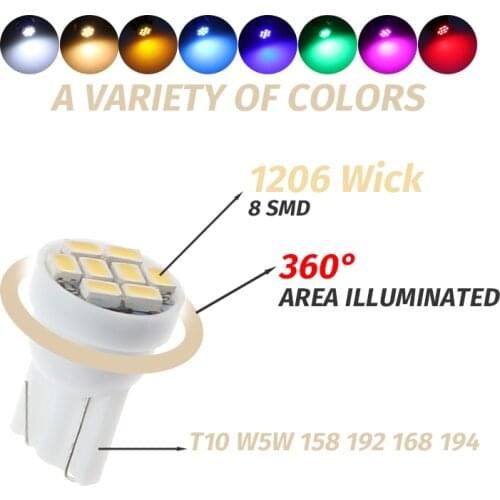 100X AC 6V 6.3V 8V 194 T10 8SMD Various Color Non polarity Pinball Game Machine Led Bulbs Light Game console Pinball game light
