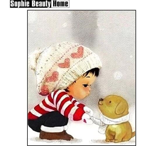 2018 Rushed New Diy Diamond Embroidery Gift Dog Girl Cross Stitch Needles Rhinestone Pasted 3d Painting Mosaic Home Decor Art