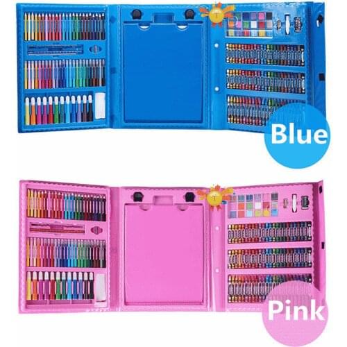 208 Pcs Kid Painting Set Watercolor Pen Art Supplies Oil Pastel Crayons Color Lead Stationery New Year Gifts with Easel Board
