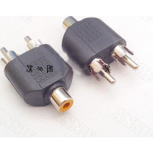 50pcs/lot One To Two Female To Male Audio Converter RCA To Double Lotus Nickel Plated Socket