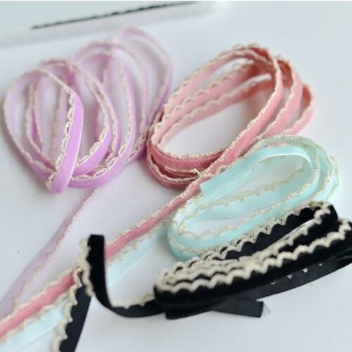 2 Meters/Lot 1cm Width Exquisite Velvet Embroidery Lace Trim Purple Green Blue Lace Trimmings Fabric for Wedding Dress