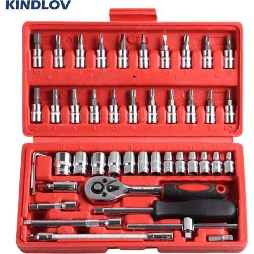 KINDLOV Screwdriver Set 1/4 Inch 46 In 1 Ratchet Wrench Handle Precision Hex Socket Screwdriver Bits Repair Tools Kit For Car
