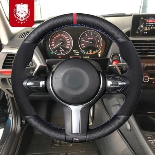 For BMW F87 M2 F80 M3 F82 M4 M5 F12 F13 M6 F85 X5 M F86 X6 F33 F30 M Leather Suede Steering Wheel Cover Interior accessories