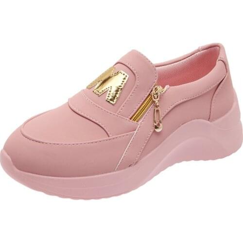 Women Shoes Thick Bottom Sneakers Platform Spring Black Wedges Fashion Zipper Non-slip Casual Korean Womens Vulcanized Shoes