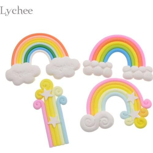 Lychee Life Rainbow Clouds Cupcake Cake Topper Cake Flags Wedding Birthday Party Dessert Baking Cake Decorating Supplies