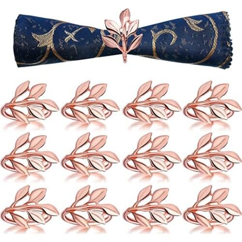 Leaf Napkin Rings Holders Bridal Napkin Ring Glossy Holder Alloy Buckle Adornment For Christmas Dinner Table Home Decoration