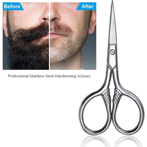 Stainless Steel Manicure Scissors Beard Trimmer Men Mustache Beard Scissors Nose Hair Cutter For Household DIY Crafts