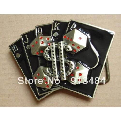 Fashion gamble belt buckle with pewter finish plating JF-B421 suitable for 4cm wideth belt free shipping