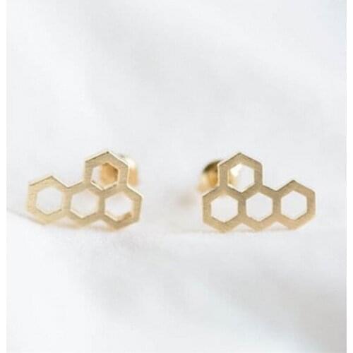 Fashion tiny hexagon modern royal jelly earring