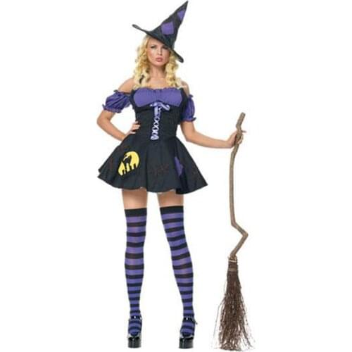 Fashion Sexy Women Anime Witch Costume Cosplay Women Off Shoulder Ball Gown Mini Dress Uniform Set Halloween Fancy Party Wear
