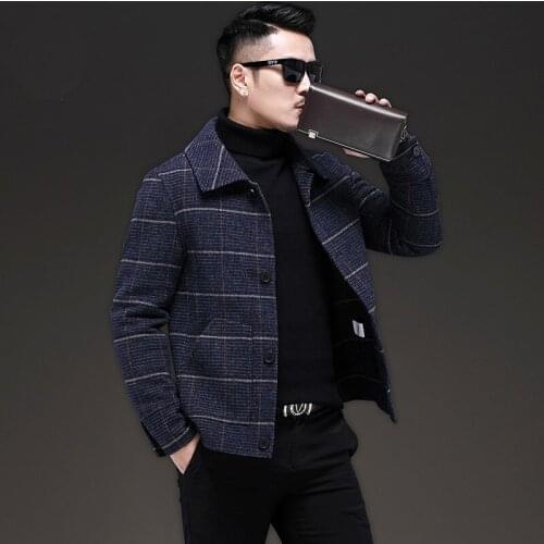 Real Wool Coat Autumn Winter Jacket Men Clothes 2019 Double Side Woolen Coat Men Casual Short Jackets Plus Size Erkek Mont 19602