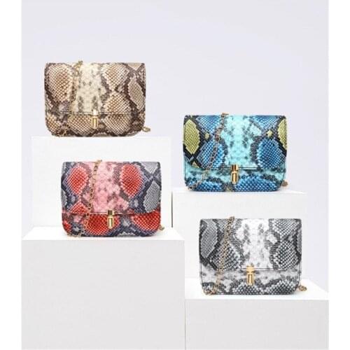 2020 New Fashion Women handbags Bags Flap Crossbody Chain Bags Wild Girls Snake Print Shoulder Messenger Bag