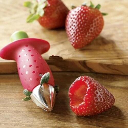 New Kitchen Fruit Gadget Tools Strawberry Slicer Cutter Strawberry Strawberry Leaf Stem Remover Remove Stalks tool Fruit Corers