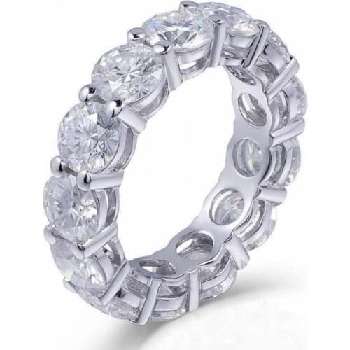 925 SILVER PAVE Round cut 6*6mm FULL SQUARE Simulated Diamond CZ ETERNITY BAND ENGAGEMENT WEDDING Rings Size 5,6,7,8,9,10,11,12