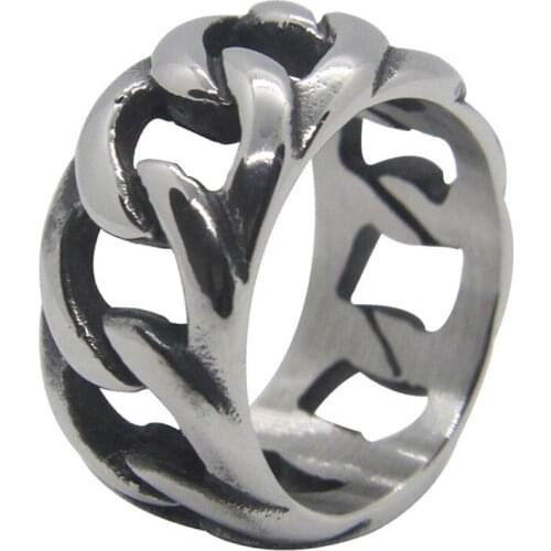 Support Dropship Size 7-13 New Chian Ring 316L Stainless Steel Fashion Jewelry Punk Style Rock Ring