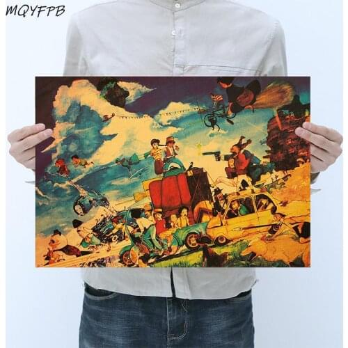 Collection of Japanese Animation characters Kraft Paper Poster Home Room Bedroom Wall Decoration Painting Core 50.5x3cm
