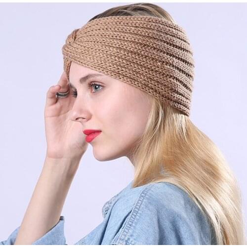 Women Headband Weaving Cross DIY Hair Bands Warm Sweet Girl Hair Accessories For Female Ladies Solid Color Crochet Knitting Caps