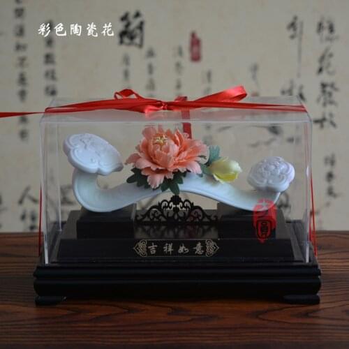 Crafts decor hand wedding cutting dies home Dehua fine ceramic flower auspicious decoration crafts gift package Home Furnishing
